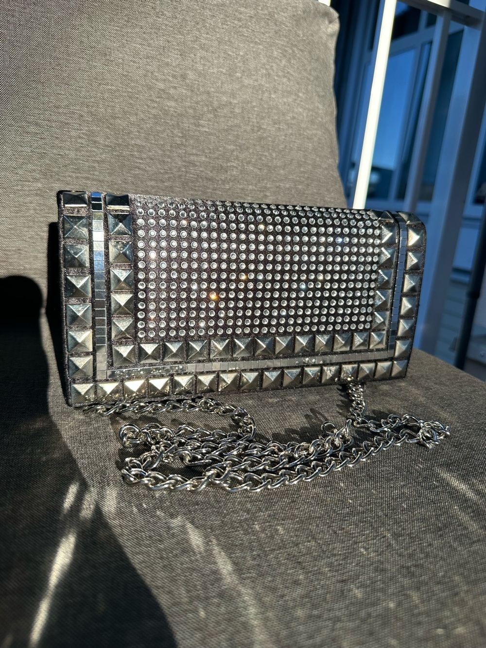 Studded Black Chain Shiny & Stylish Crossbody Bag